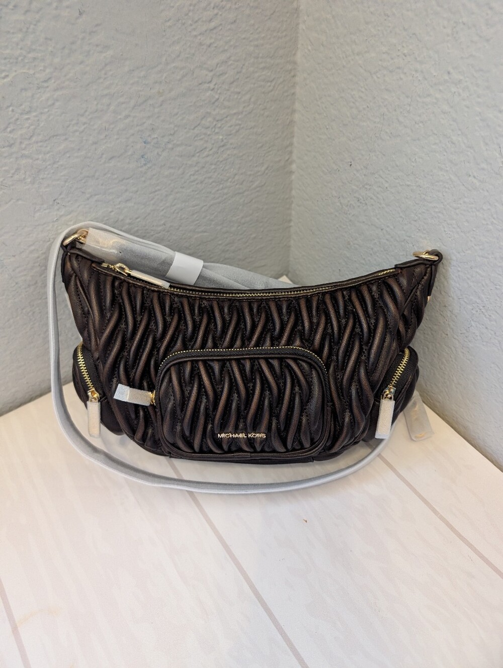 NWT Michael Kors Merritt Small Matelassé Burnished Convertible Shoulder Bag